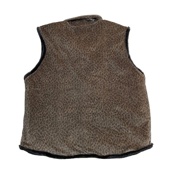 JONES NEW YORK VEST FULL ZIP FAUX FUR LINED WOMENS L ANIMAL PRINT POCKETS ARTSY - Picture 2 of 10